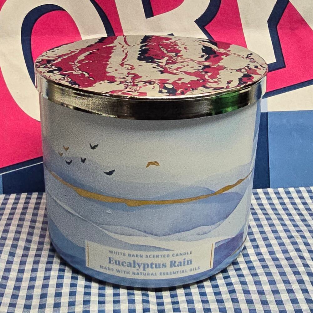 BBW Eucalyptus Rain Large 3 Wick Candle Home Fragrance